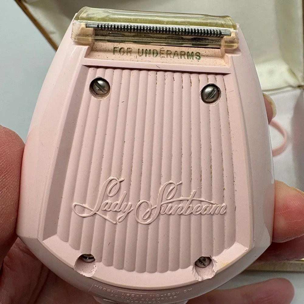 1960s Lady Sunbeam LS5-1 Electric Shaver Pink Gold Starburst Original‎ Box MCM